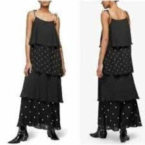 ANINE BING Black/White Polka-Dot Tiered Ruffle Daisy Maxi Dress sz XS